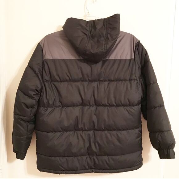 Old Navy Boy's Black/Gray Hooded Colorblock Puffer - Picture 2 of 9
